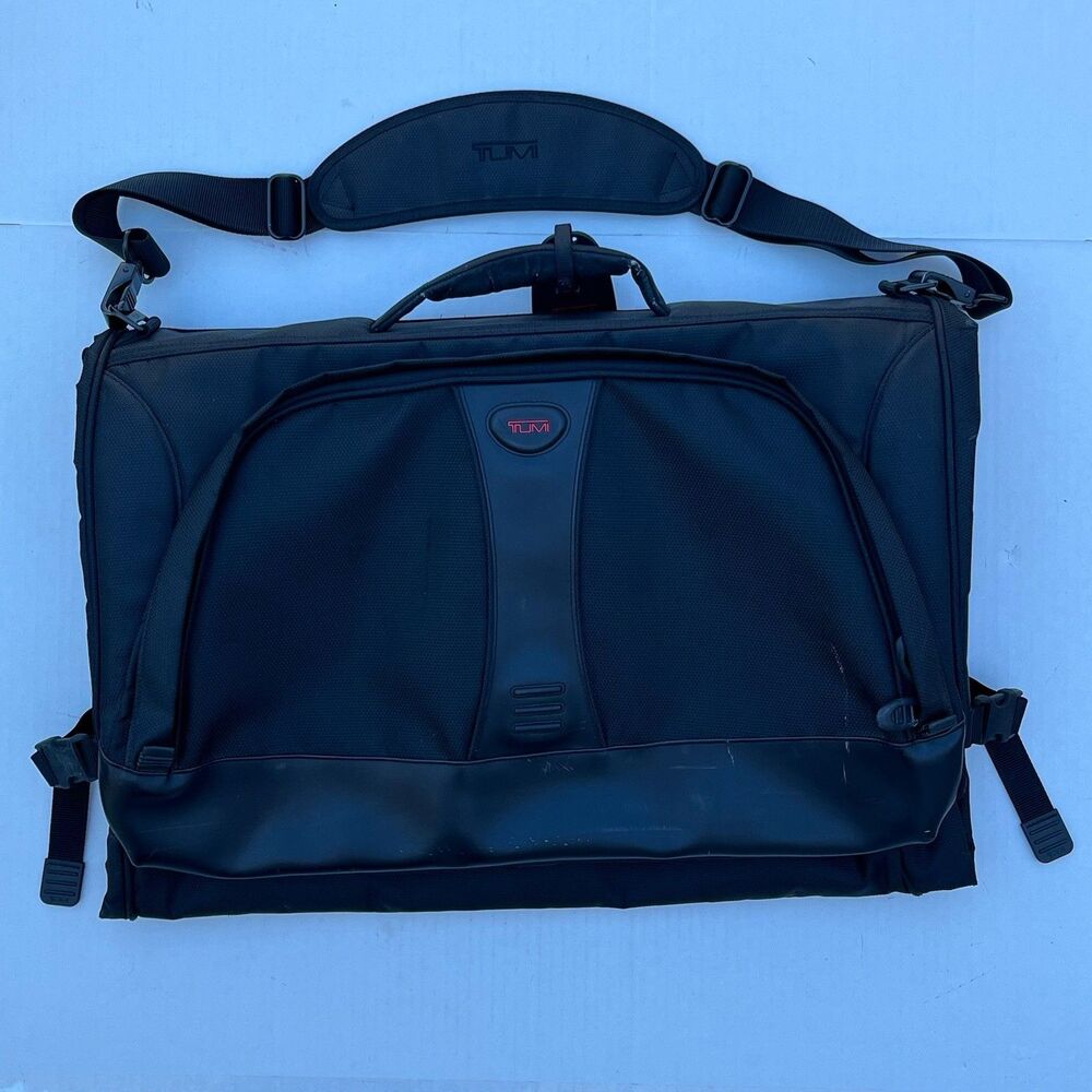 Tumi Tri-Fold Carry On Travel Garment Bag Ballistic Nylon Crossbody Black 22”